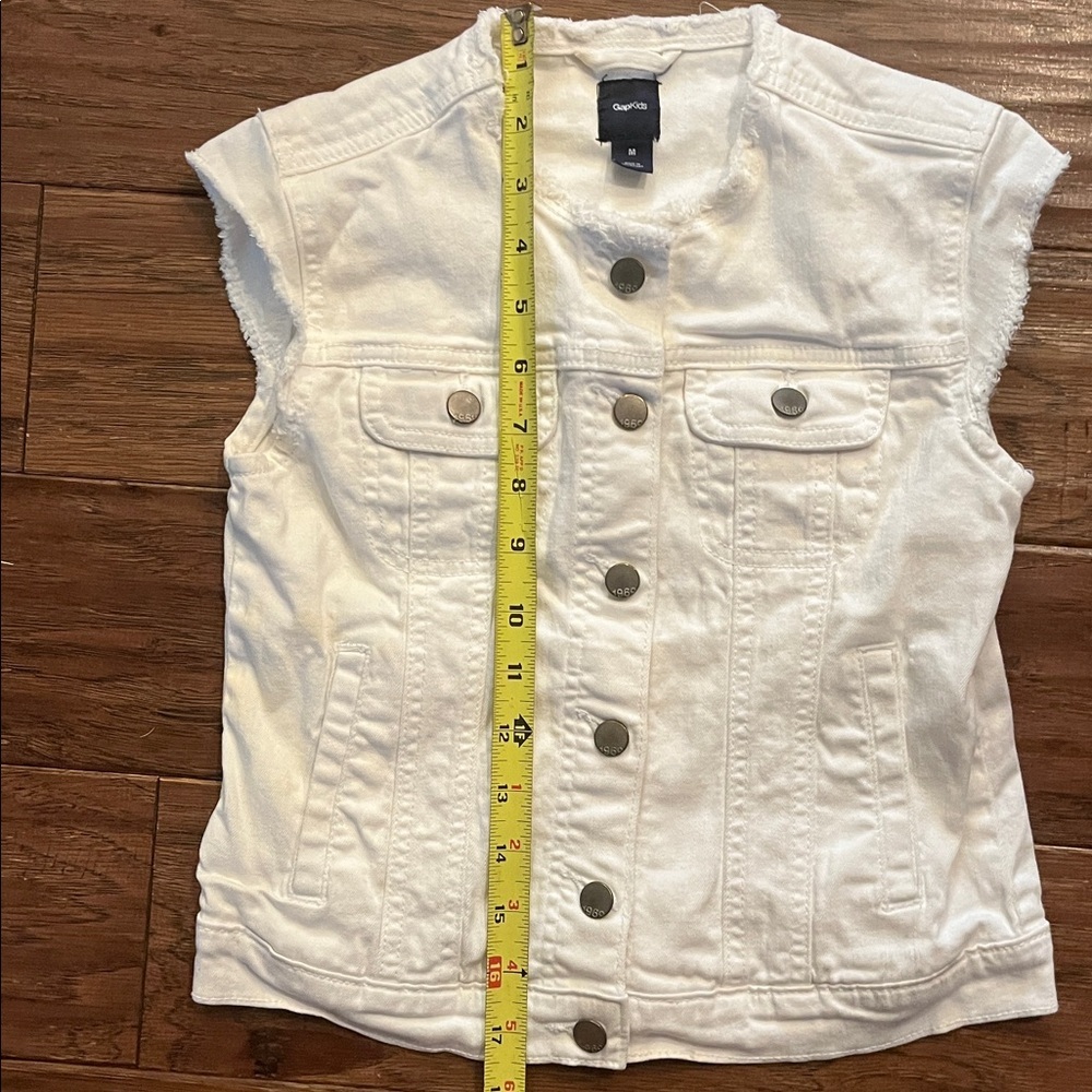 GAP Kids White Denim Vest Size M - Picture 9 of 10